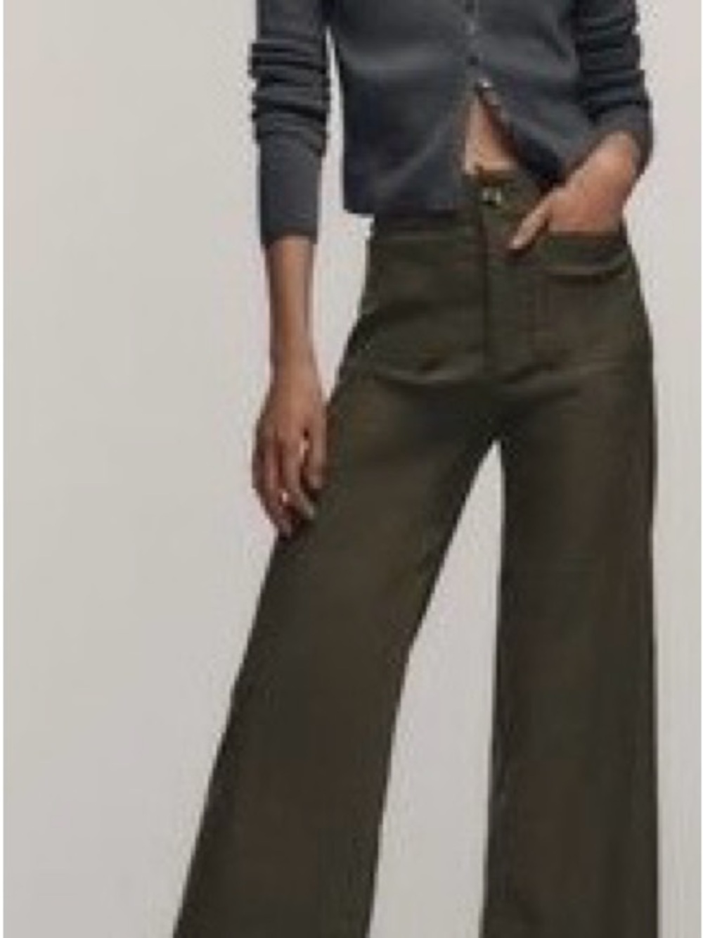 Anthropologie Maeve Collette Olive Green Wide-Leg High-Rise Pants